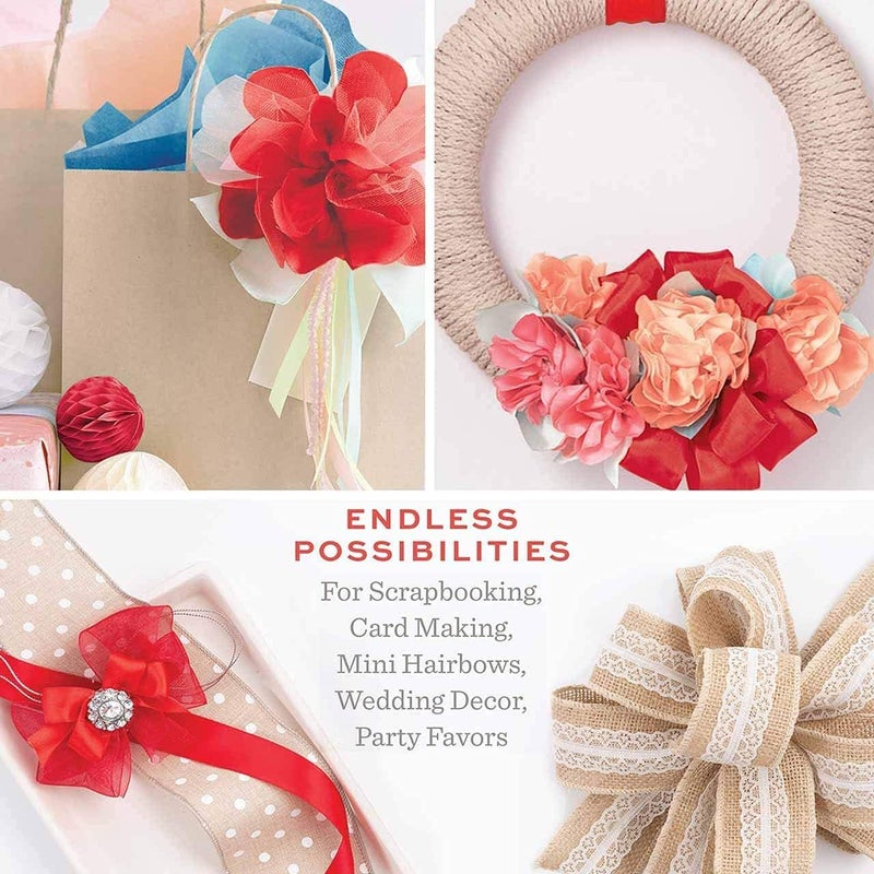 Bowdabra Bow Maker Kit, Large Bundle with 100yd Silver Bow Wire for Creating Ribbon Gift Bows, Swags, Decorations, Hair Bows, Party Favors, Corsages, Wreath Bows, Christmas Decor - Image 4